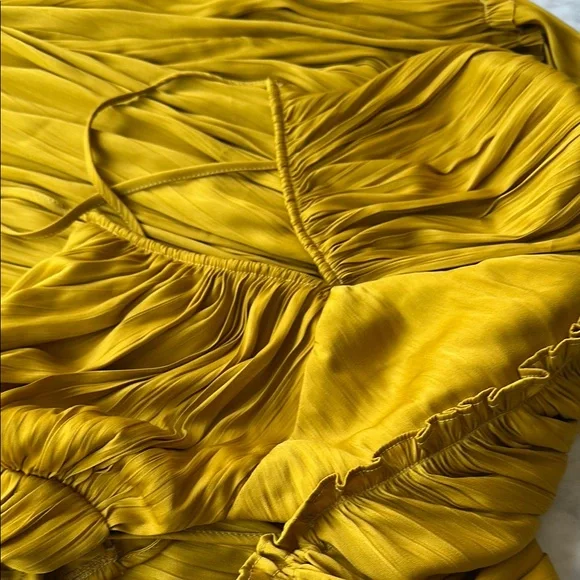 Free People Elegant chartreuse-Mustard-golden Halter Dress XS NWT - Picture 12 of 13